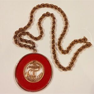 Vintage Gold and Enamel Anchor Pendant Necklace